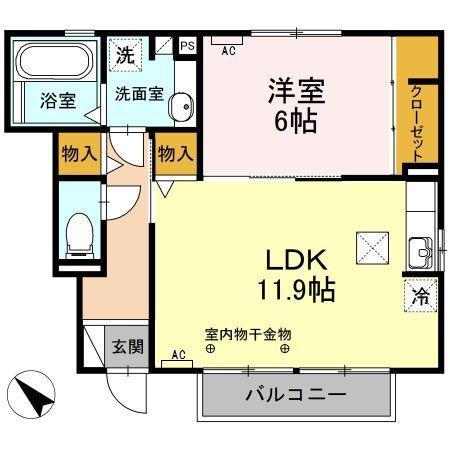 伊豆箱根鉄道駿豆線 大場駅 徒歩13分 2階建 築10年(1LDK/1階)の間取り写真