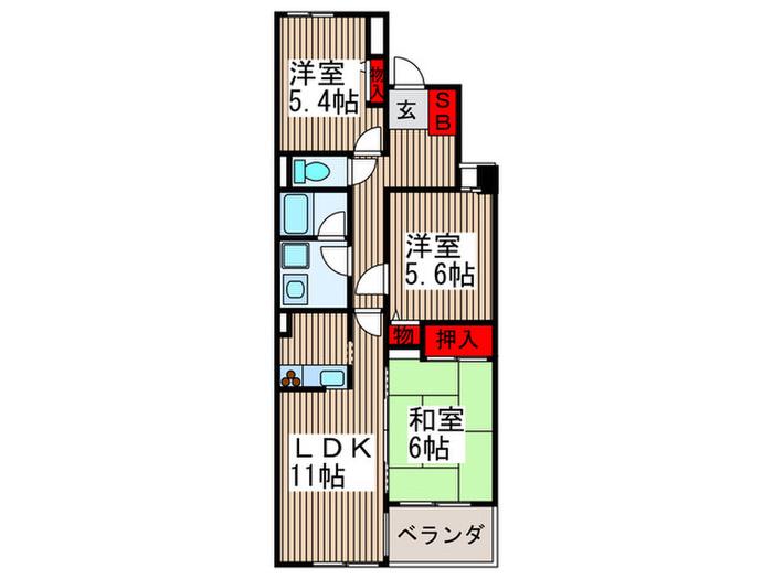 ハイツ大宮宮原(3LDK/2階)の間取り写真
