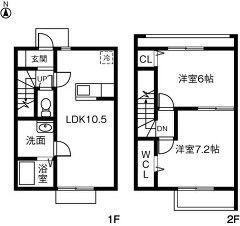 ルミエール白河B(2LDK/1階)の間取り写真