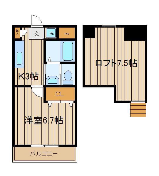 ブランドール冨士スリー(1K/1階)の間取り写真