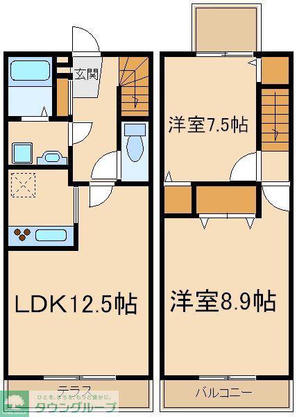 ガーデンコートC棟(2LDK/1階)の間取り写真