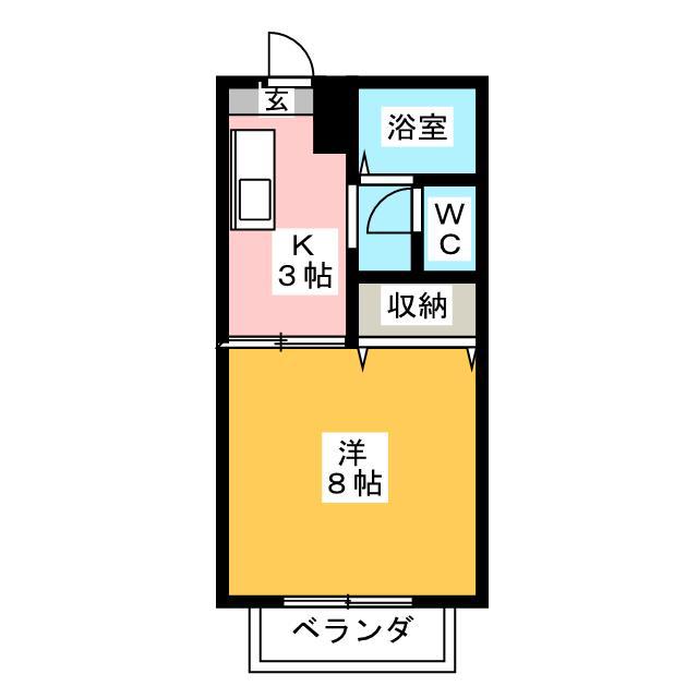 エクセール松岡B(1K/2階)の間取り写真