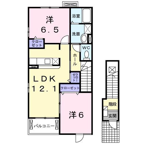 メゾン オーヴ II(2LDK/2階)の間取り写真