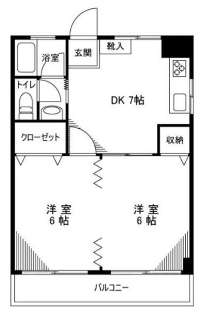 イカリハイツ(2DK/2階)の間取り写真