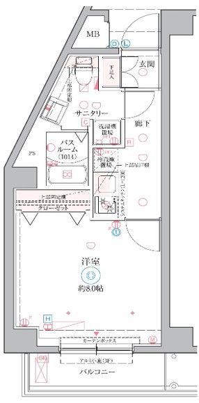 CREVISTA戸田(1K/2階)の間取り写真