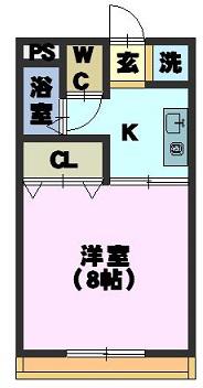 ヒルズ鹿子(1K/2階)の間取り写真
