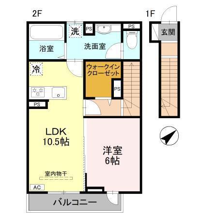 RESIDENCE歌川町 A棟(1LDK/2階)の間取り写真