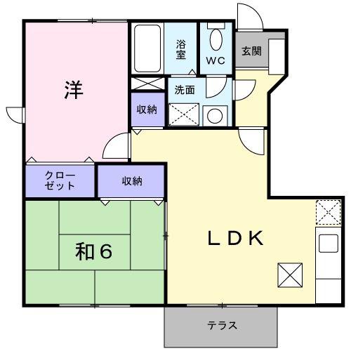ヴィアーレ2(2LDK/1階)の間取り写真