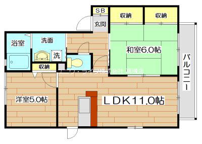 翠ハイツC(2LDK/2階)の間取り写真