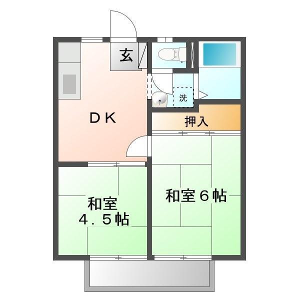 サンシティロッキーII(2DK/2階)の間取り写真