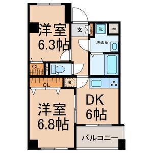 スリーウェイ金山(2DK/2階)の間取り写真