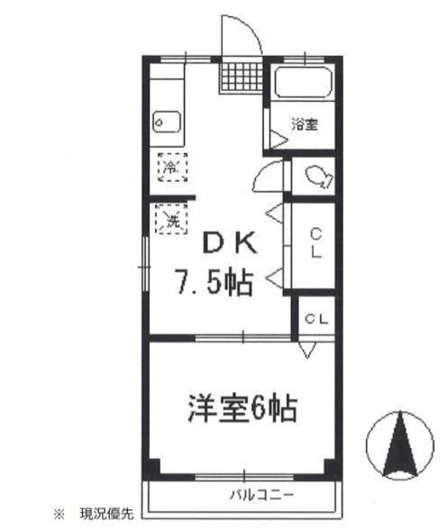 翠ハイツ(1DK/3階)の間取り写真