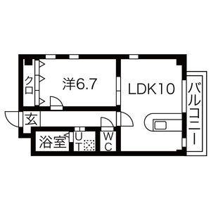 ウエストプレイストクヤマ(1LDK/1階)の間取り写真