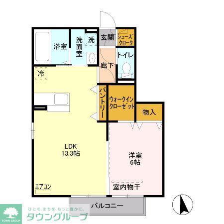 ラフィネ・ドミール参(1LDK/2階)の間取り写真