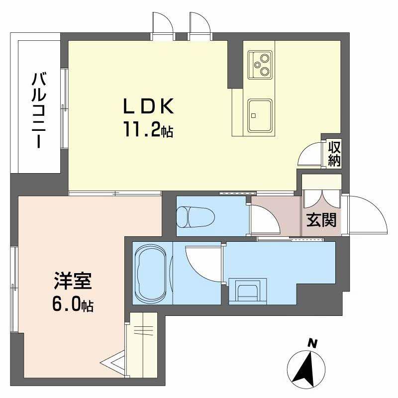 弓張月 上杉(1LDK/1階)の間取り写真