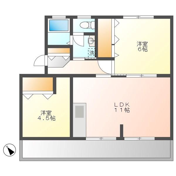 町田コープタウン5号棟(2LDK/3階)の間取り写真