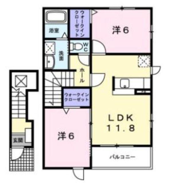 ガーデンハウス(2LDK/2階)の間取り写真