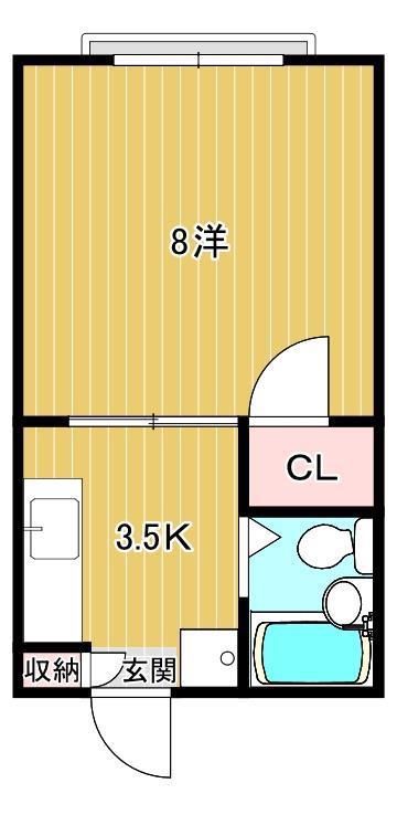HILLSIDECOTTAGE キャロル(1K/2階)の間取り写真