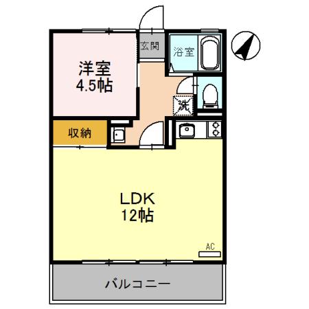 ミリアハイムII(1LDK/2階)の間取り写真