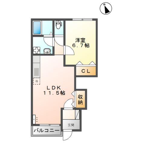 ボンヌールパンションI(1LDK/1階)の間取り写真