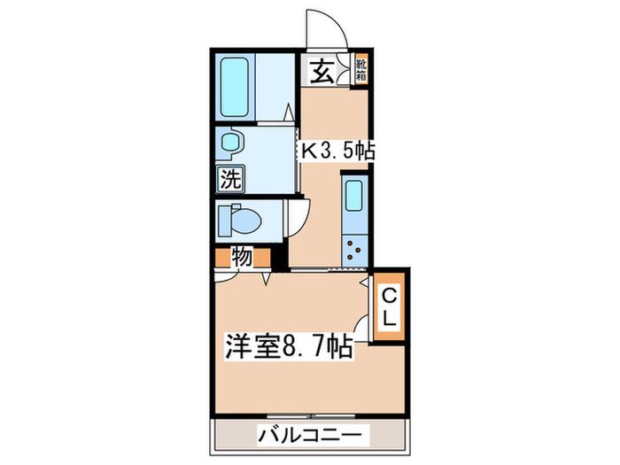 ボヌ-ル安藤(1K/2階)の間取り写真