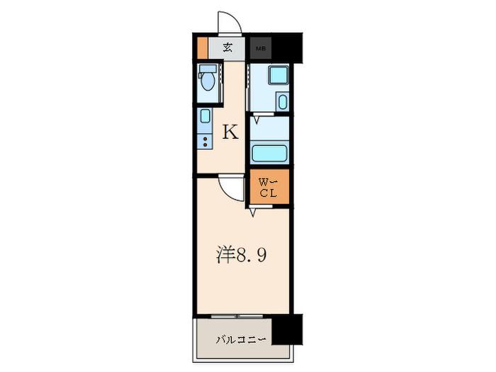 ZEGUNA(1K/8階)の間取り写真