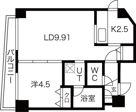 エルスイート4・6(1LDK/4階)の間取り写真