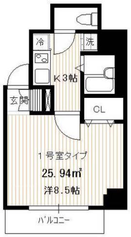 パラッツォ秀亜(1K/4階)の間取り写真