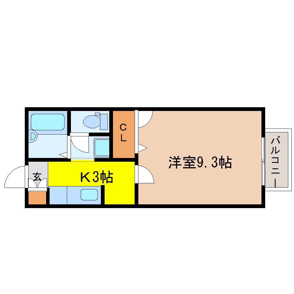 プレジオOHIII(1K/1階)の間取り写真