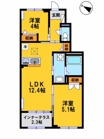 アルデバラン(2LDK/1階)の間取り写真