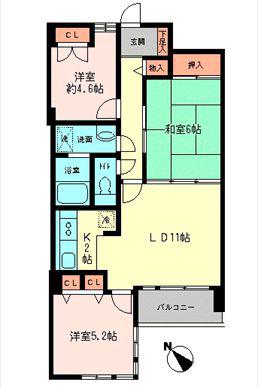 エタンダールドゥ平町(3LDK/4階)の間取り写真