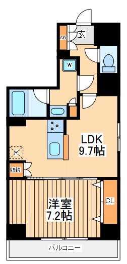ジェノヴィア川崎Ⅲ(1LDK/11階)の間取り写真