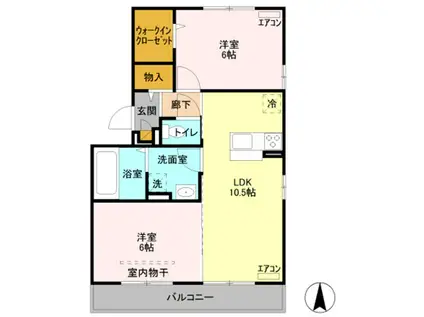 エスポワール明神(2LDK/2階)の間取り写真