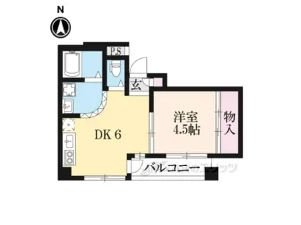 阪急京都線 京都河原町駅 徒歩5分 5階建 築20年(1DK/4階)の間取り写真