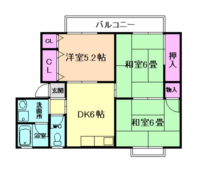 プレミール箕面(3DK/1階)の間取り写真