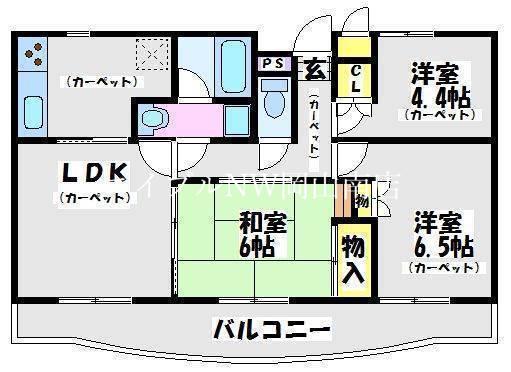 ローレルコートアネスト医大前(3LDK/6階)の間取り写真