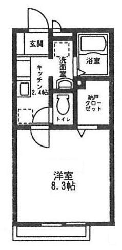 ヴァンヴェール中山(1K/2階)の間取り写真
