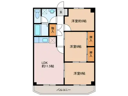 ニューマリッチ美貴(3LDK/3階)の間取り写真