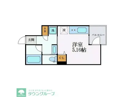 THETERRACE新検見川(ワンルーム/1階)の間取り写真