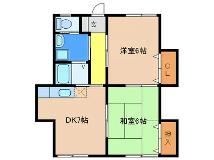 ホクリハウスⅠ(2DK/2階)の間取り写真