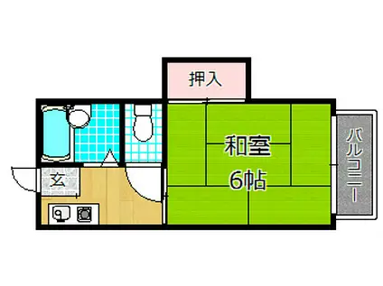 プラ・ディオ東香里(1K/2階)の間取り写真