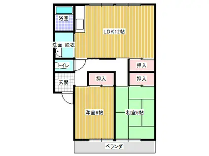 コーポテラ(2LDK/2階)の間取り写真