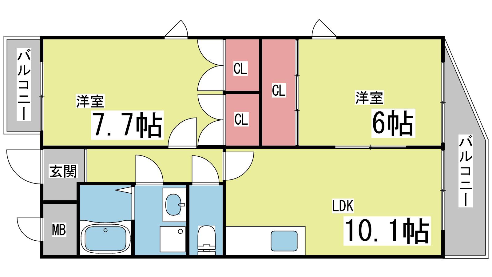 メゾンリルオート(2LDK/3階)の間取り写真