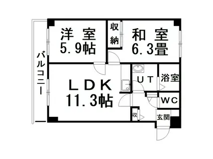 ハイムパピルス(2LDK/3階)の間取り写真