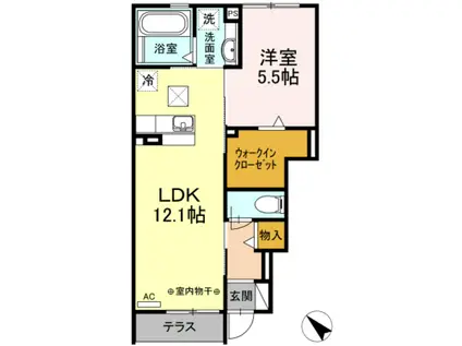 ＪＲ身延線 富士宮駅 バス乗車時間：22分 最寄りバス停で下車 徒歩4分 2階建 築10年(1LDK/1階)の間取り写真