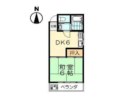 第7渡辺荘(1DK/2階)の間取り写真