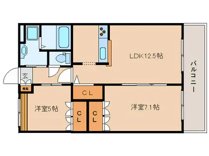 レーベンAZUKI(2LDK/2階)の間取り写真