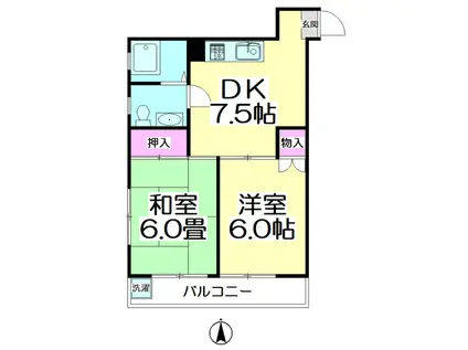 MIRARK(2DK/1階)の間取り写真