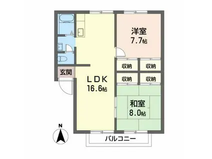 フレグランス横津(2LDK/1階)の間取り写真