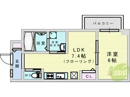 MV.IMP大阪塚本(1DK/5階)の間取り写真